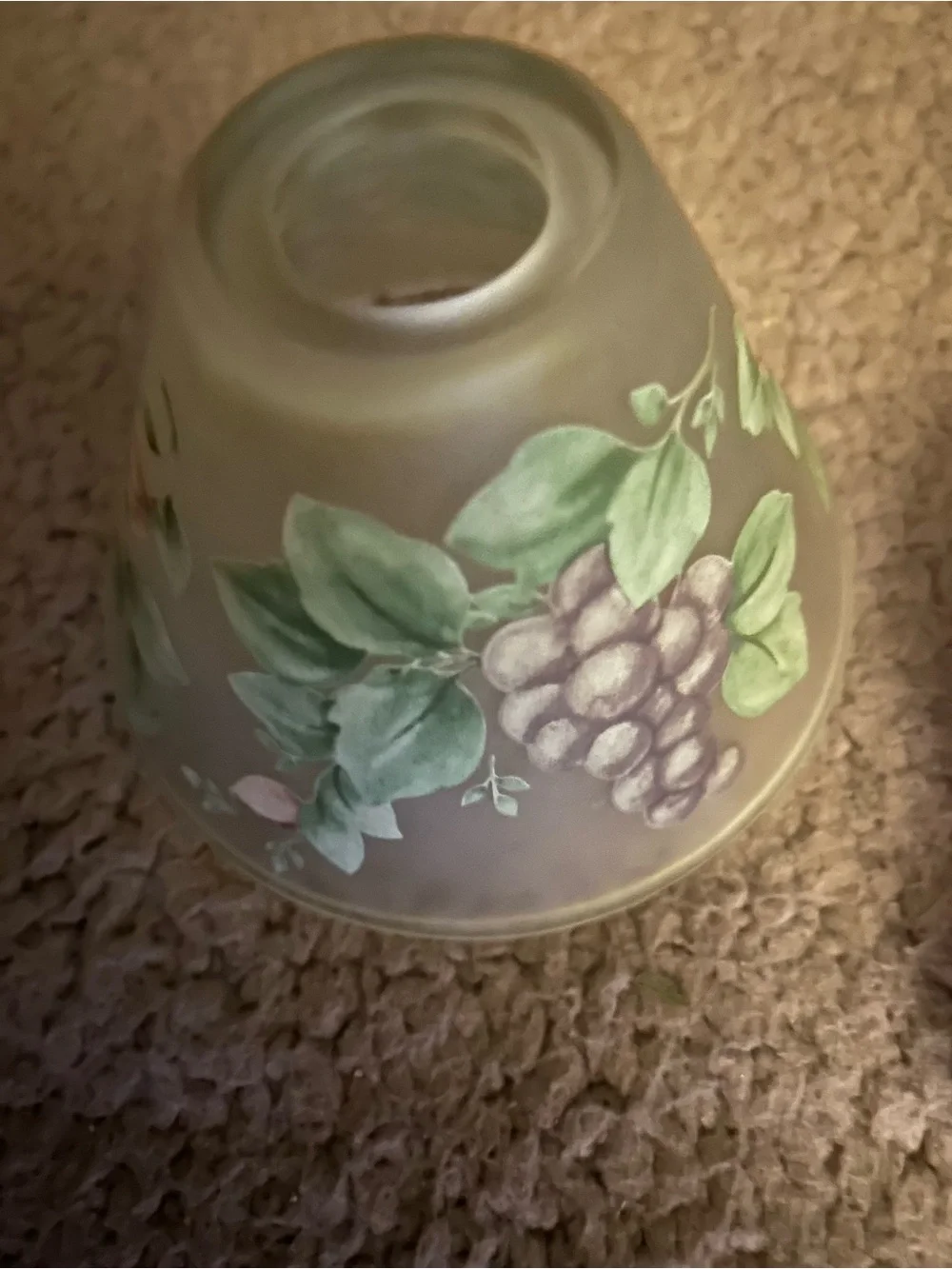 Pfaltzgraff Frosted Purple Glass Lantern with Hand-Painted Floral Shade